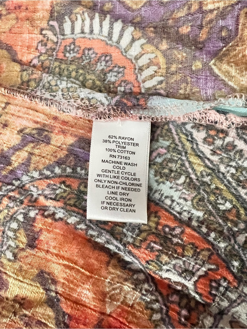 Spense Women’s Paisley Multicolor Boho Lace Trimmed Sleeves Accents Kimono SZ XL - Picture 10 of 11